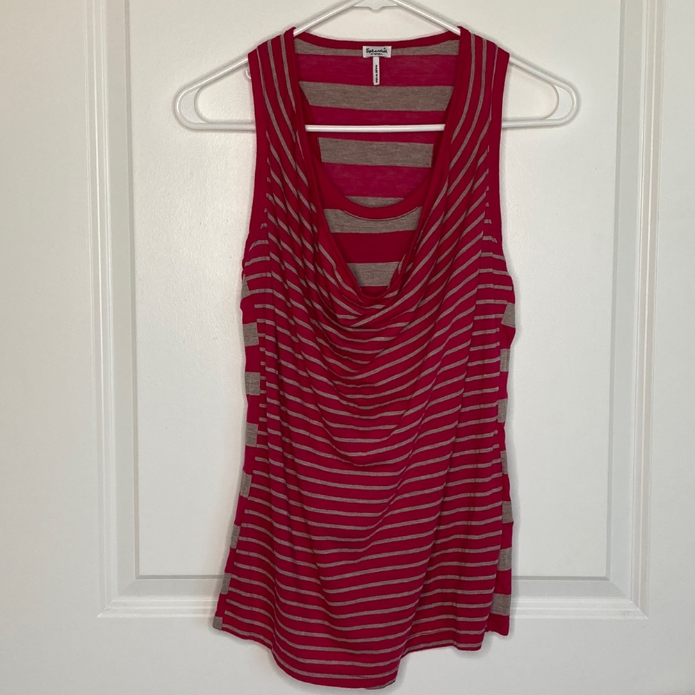 Splendid | Racerback Tank Top | Pink/Gray Stripe | Size XS